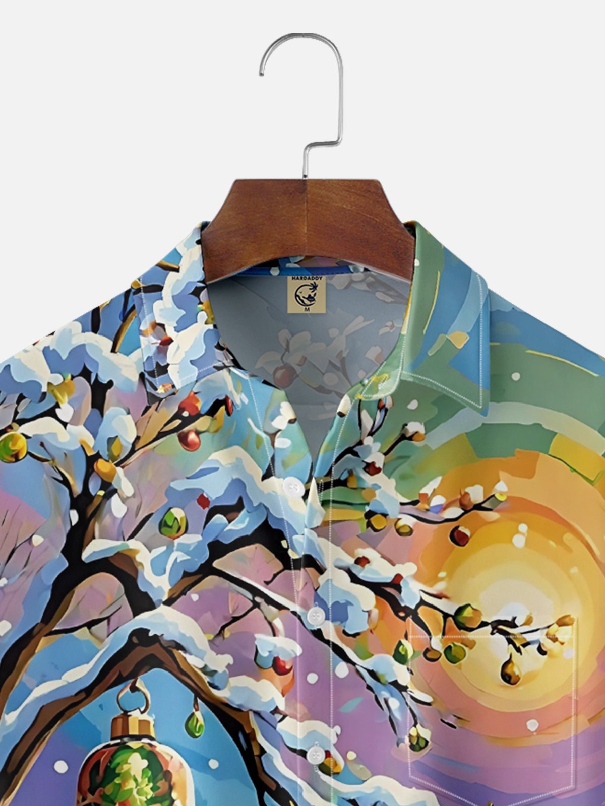 Moisture-wicking Christmas Santa Claus Jingle Bell Chest Pocket Casual Shirt