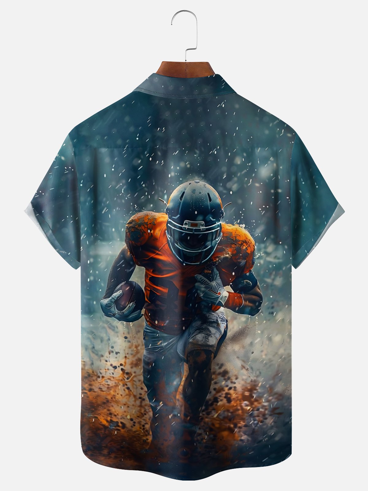 Moisture-wicking American Football Chest Pocket Casual Shirt