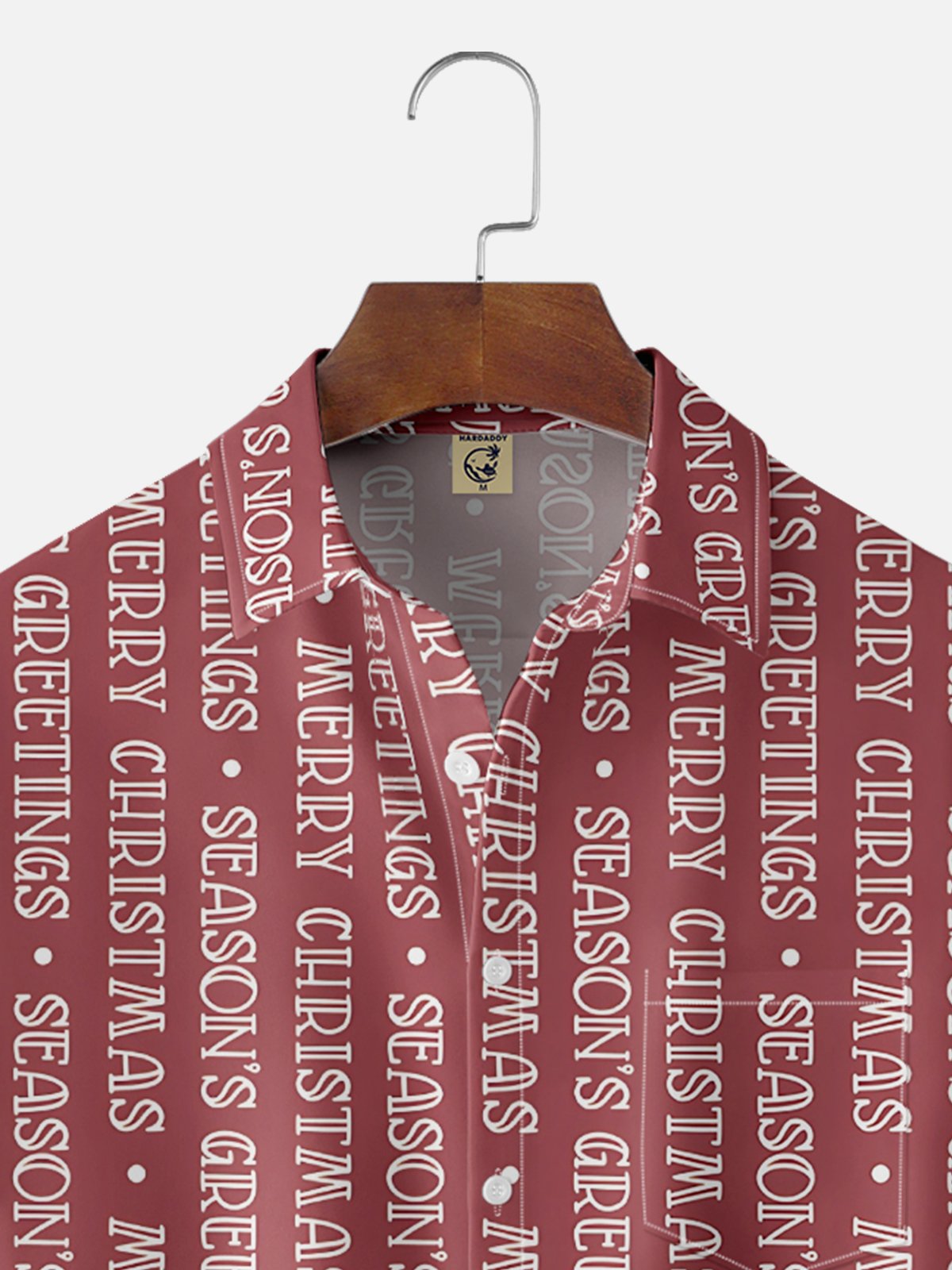 Moisture Wicking Merry Christmas Chest Pocket Hawaiian Shirt