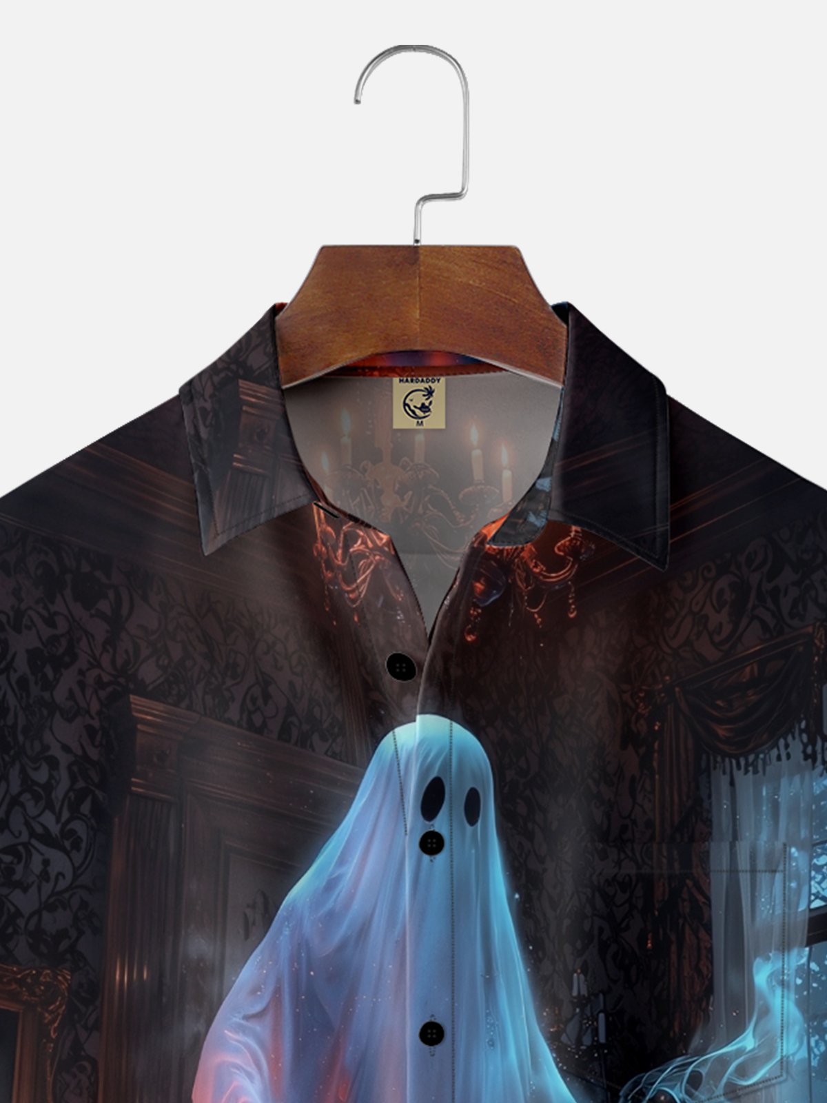 Moisture-wicking Halloween Ghost Pumpkin Castle Chest Pocket Casual Shirt
