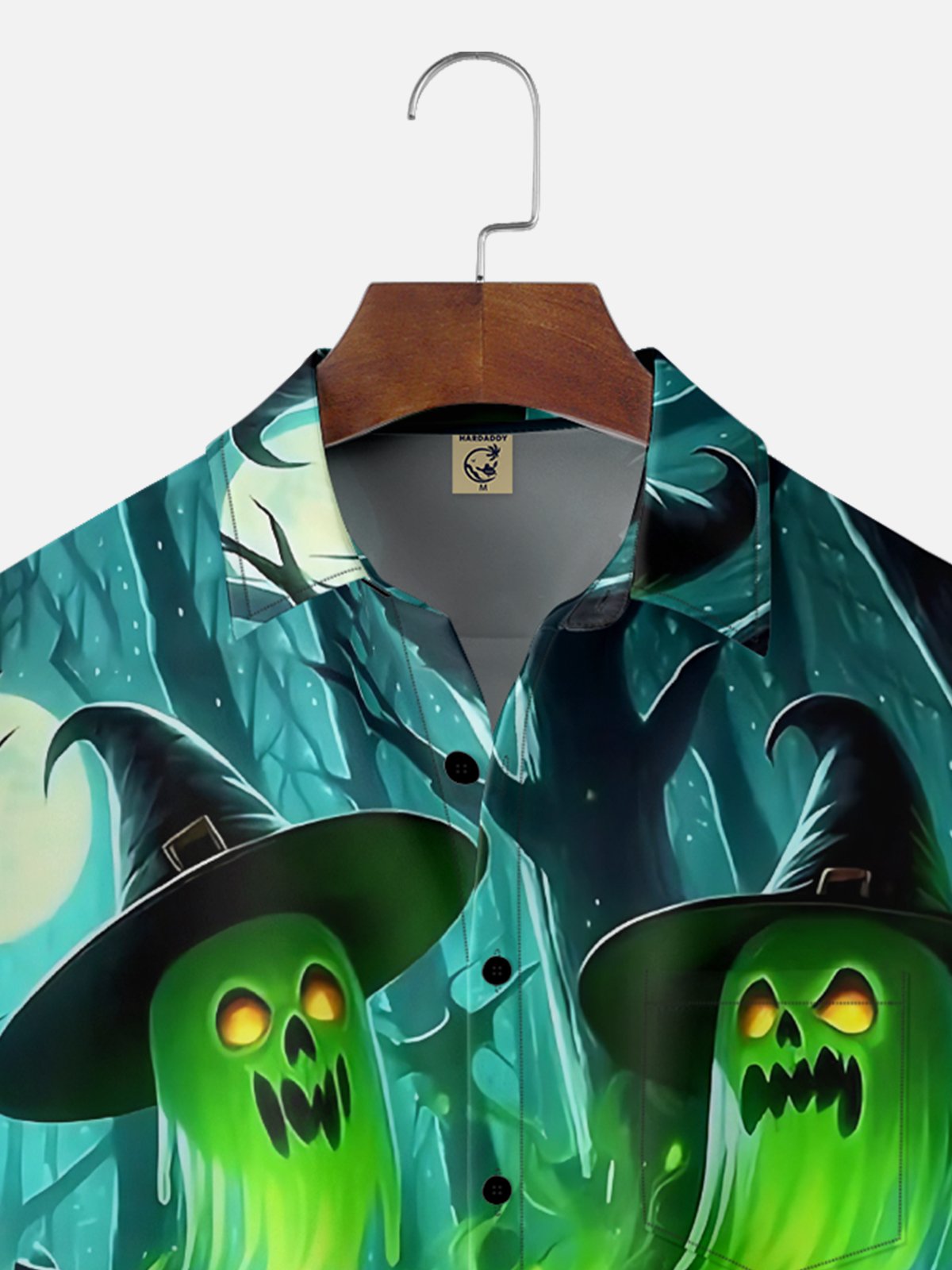 Moisture-wicking Halloween Ghost Pumpkin Fun Chest Pocket Casual Shirt