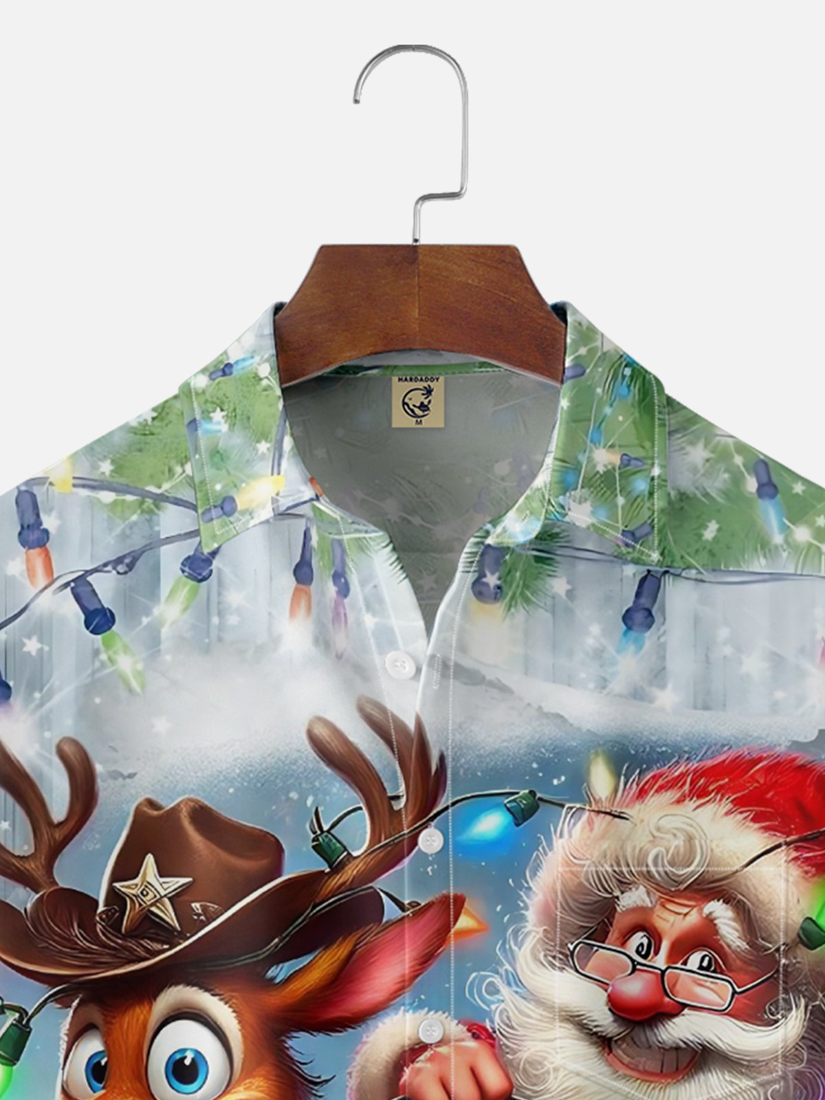 Moisture Wicking Christmas Santa Claus Riding an Elk Chest Pocket Hawaiian Shirt
