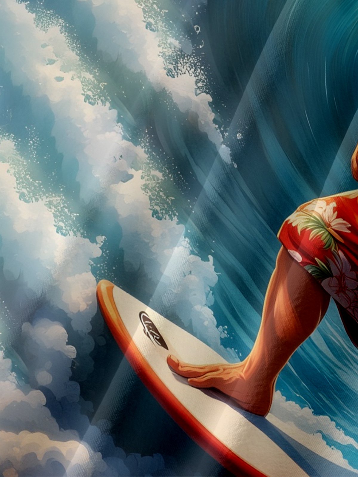 Moisture-Wicking Christmas Santa Surf Chest Pocket Hawaiian Shirt