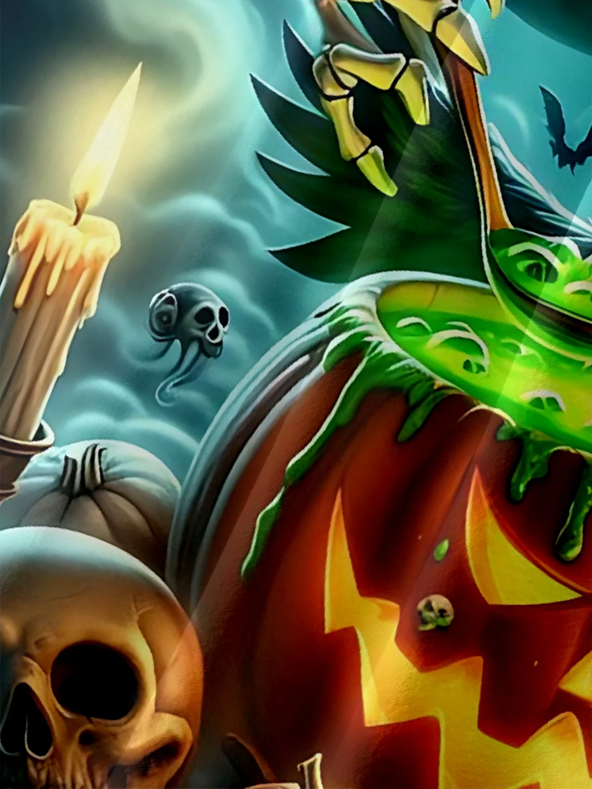 Moisture Wicking Halloween Pumpkin Wizard Skull Chicken Chest Pocket Hawaiian Shirt