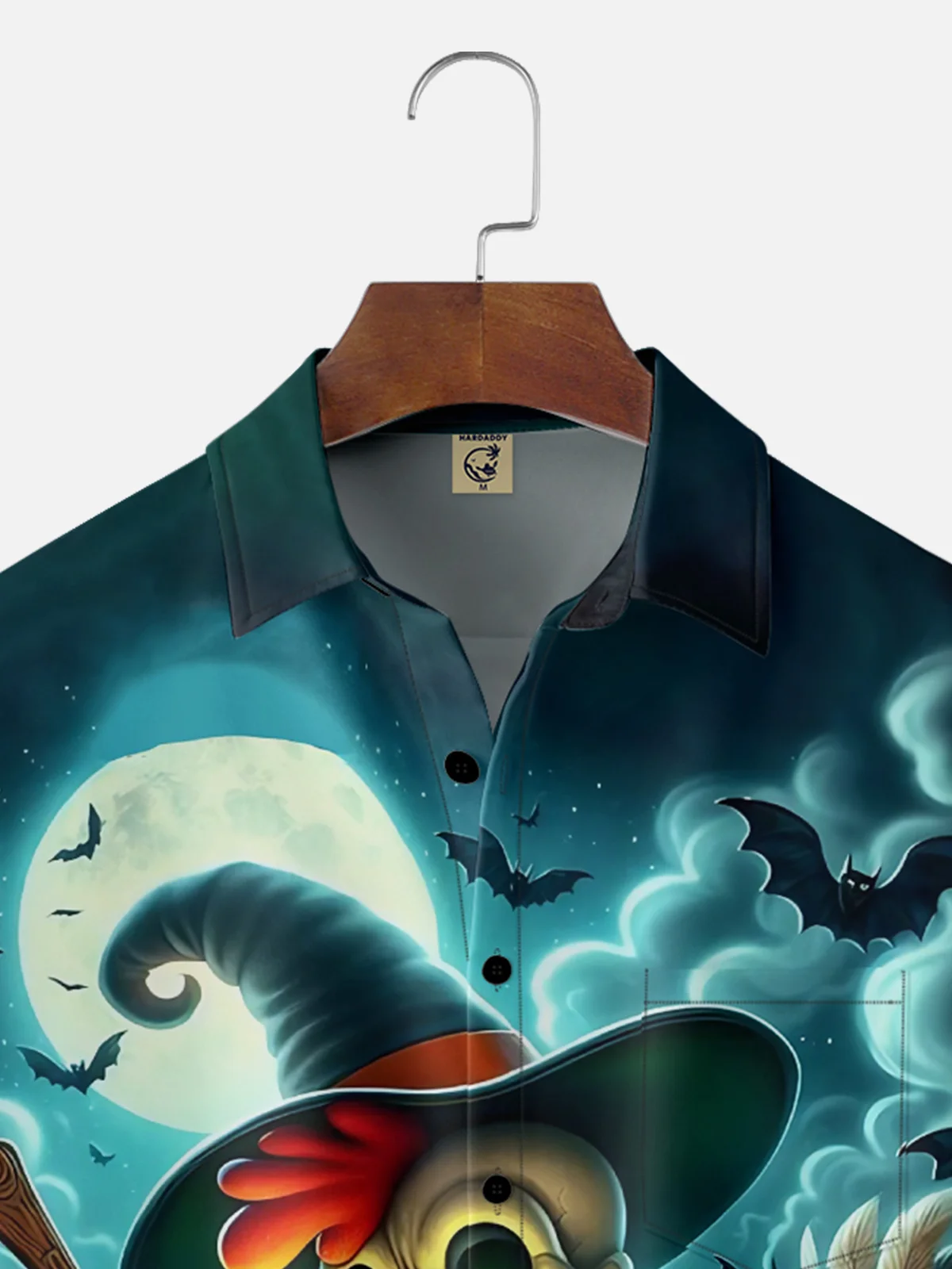 Moisture Wicking Halloween Pumpkin Wizard Skull Chicken Chest Pocket Hawaiian Shirt
