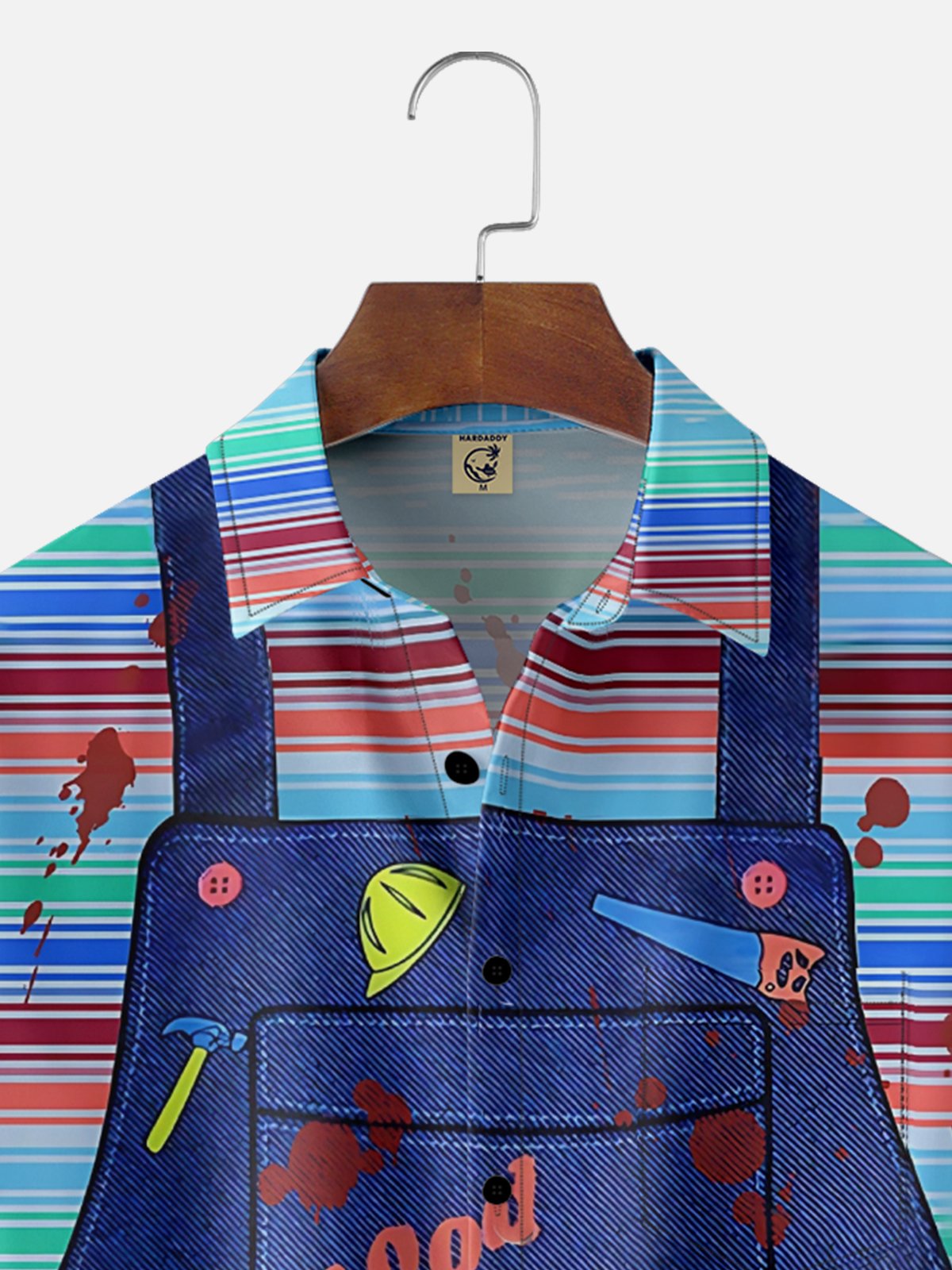Moisture-wicking Halloween Ghost Doll Fun Print Chest Pocket Casual Shirt