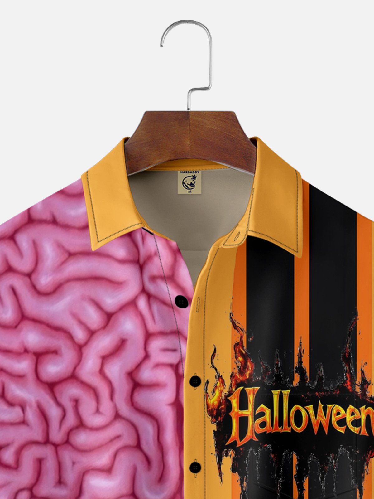 Moisture-wicking Halloween Fun "Brain" Chest Pocket Bowling Shirt