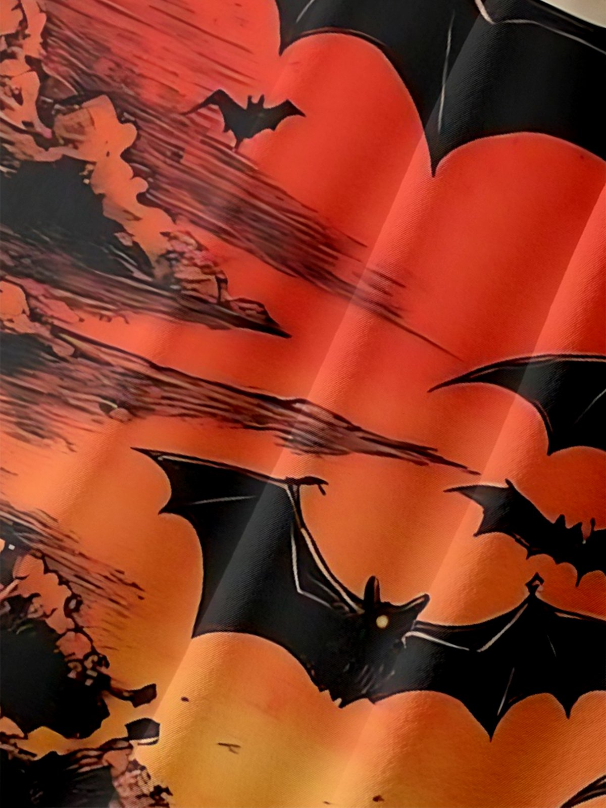 Moisture-wicking Halloween Fun Dark Bat Chest Pocket Casual Shirt