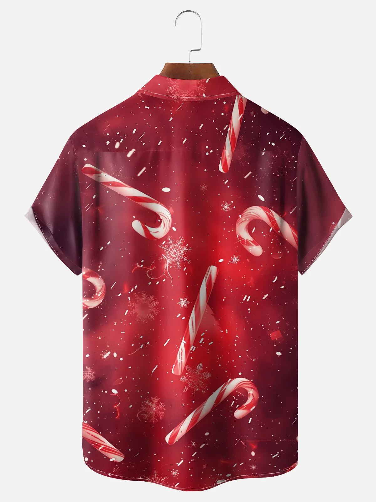 Moisture-wicking Christmas Candy Cane Art Chest Pocket Casual Shirt
