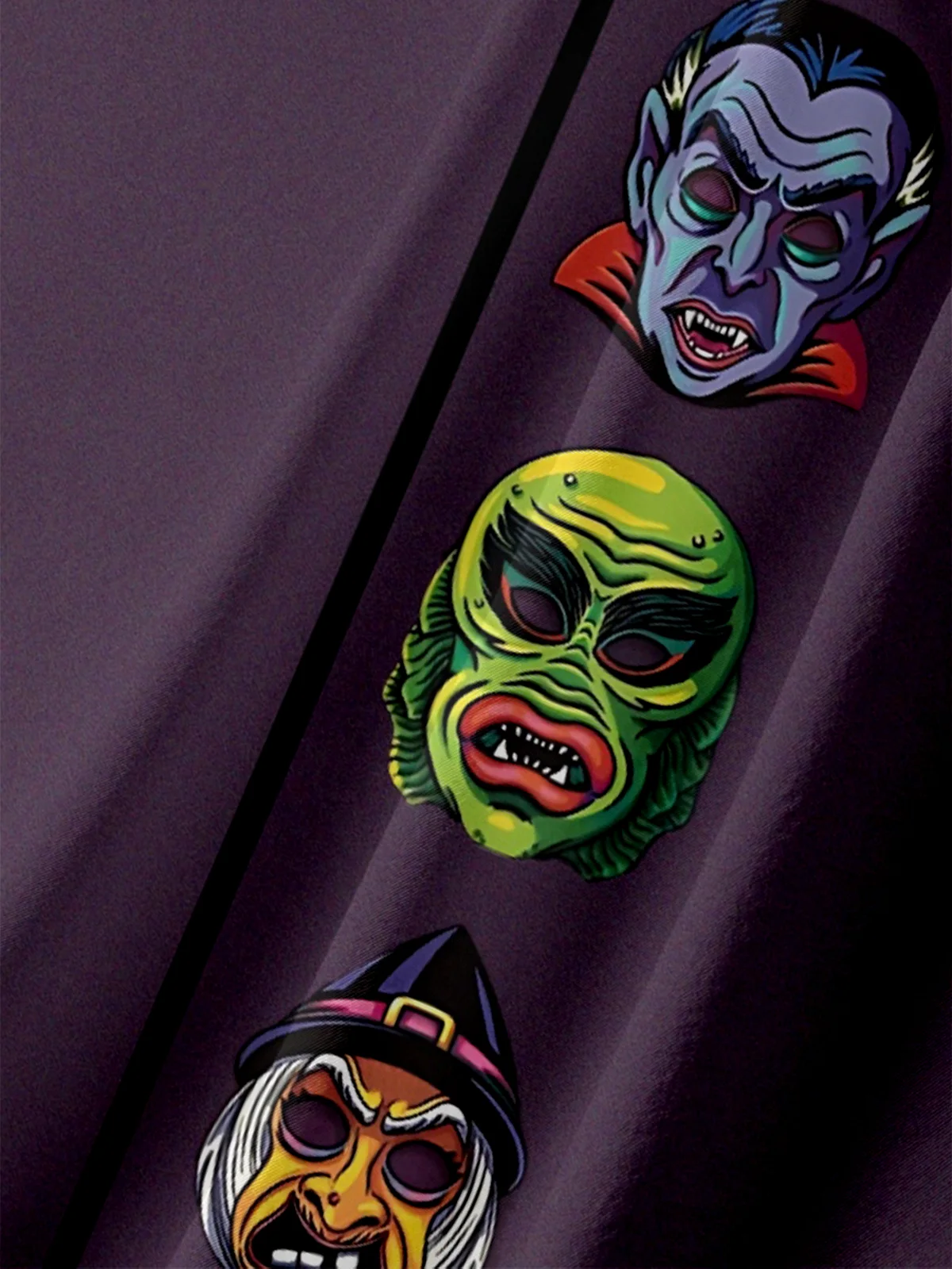 Moisture-wicking Halloween Fun Monster Witch Chest Pocket Bowling Shirt