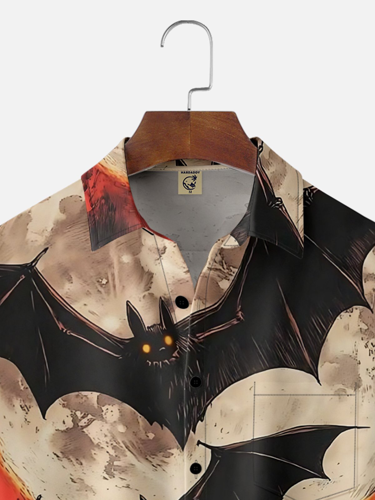 Moisture-wicking Halloween Fun Dark Bat Chest Pocket Casual Shirt