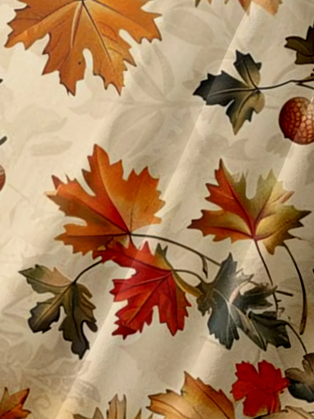 Moisture-wicking Thanksgiving Maple Leaf Fruit Autumn Harvest Chest Pocket Bowling Shirt