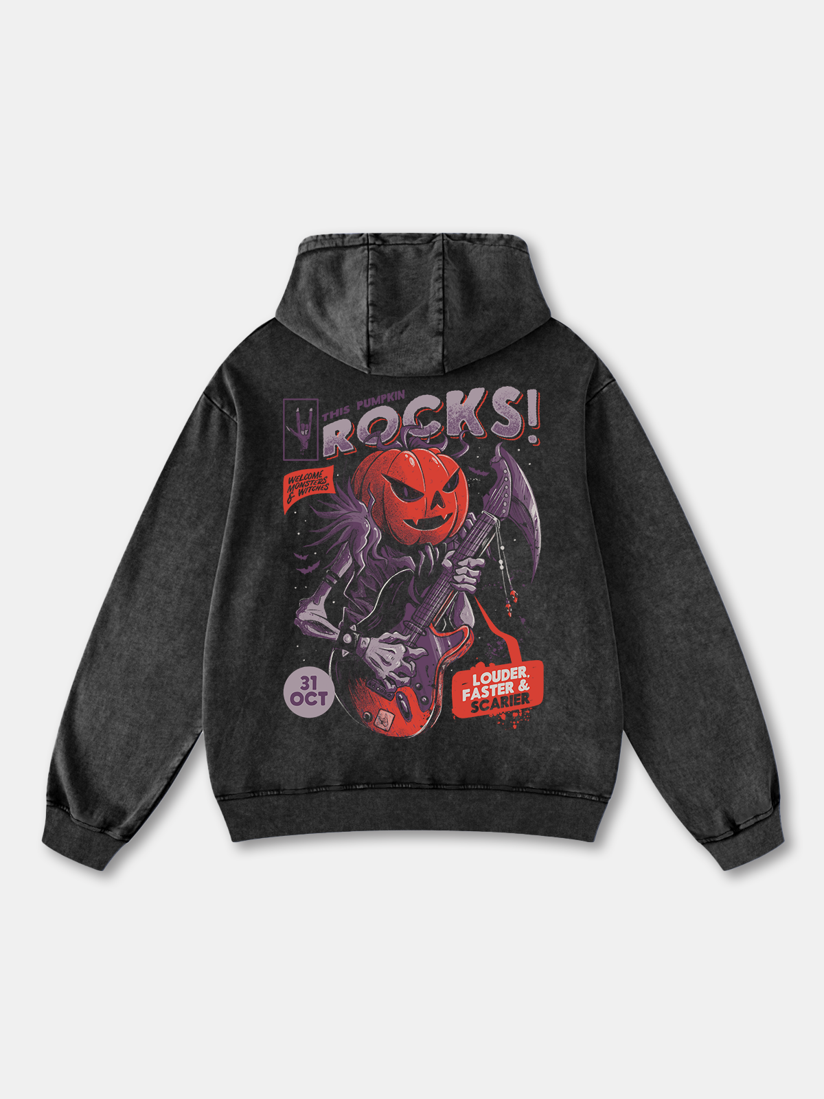 Hardaddy x Eduely Halloween Star Pumpkin Guitar Hoodie Sweatshirt