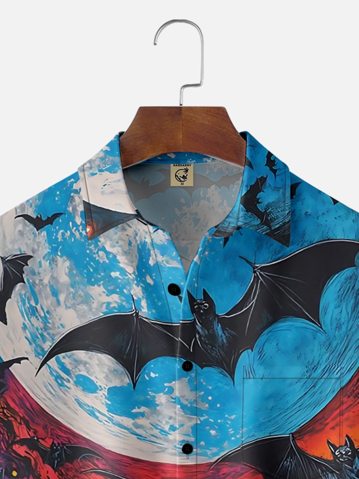 Moisture-wicking Halloween Funny Bat Chest Pocket Casual Shirt