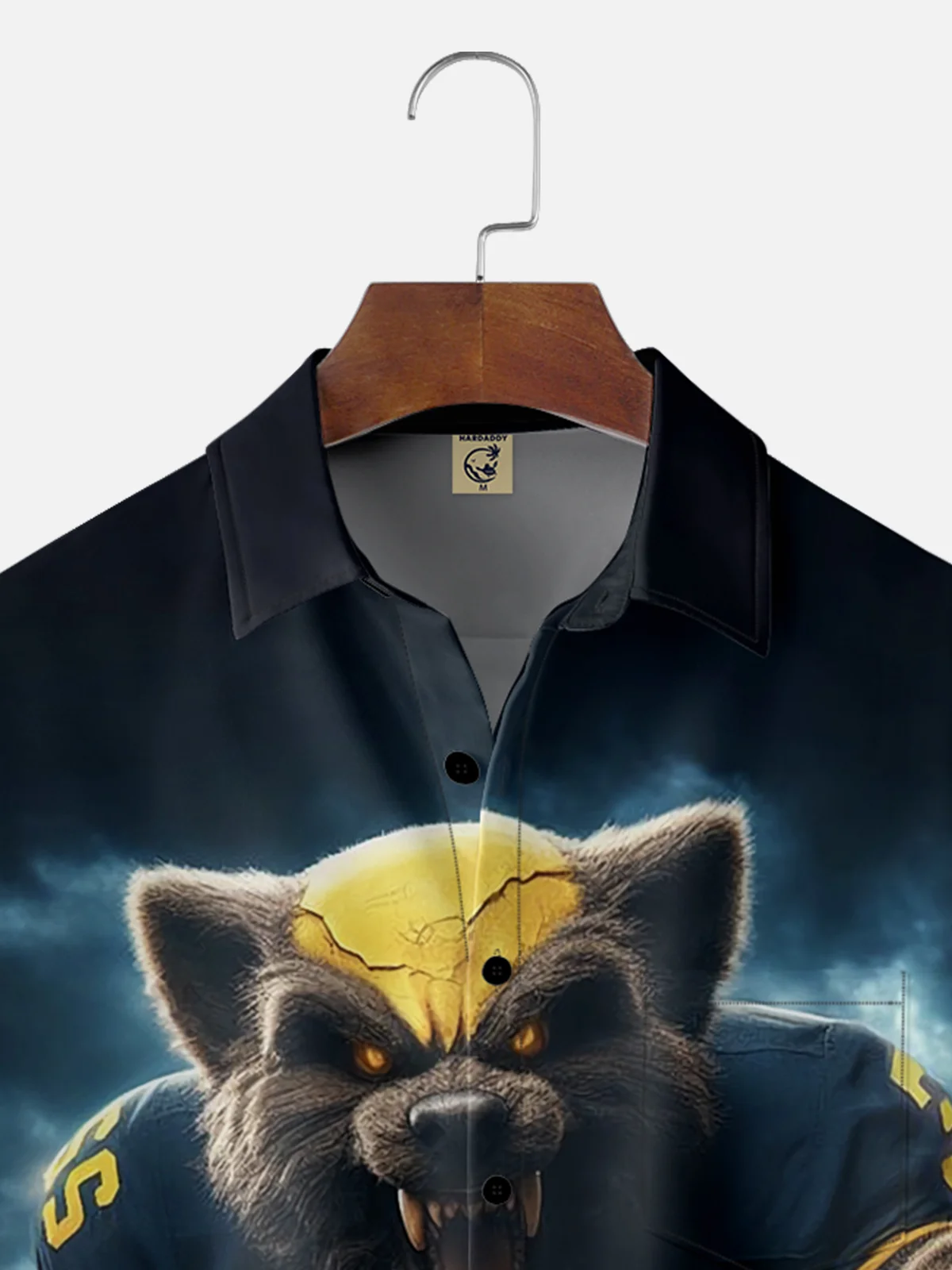 Moisture-wicking American Football Michigan Art Wolverine Chest Pocket Casual Shirt