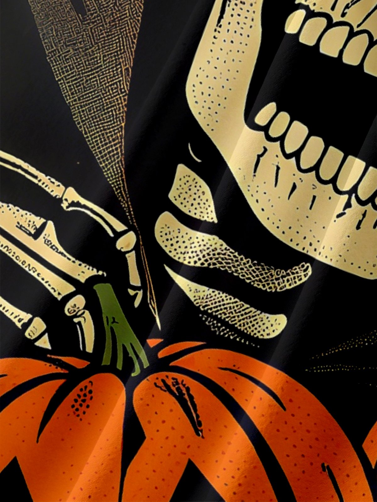 Moisture-wicking Halloween Fun Skull Pumpkin Chest Pocket Casual Shirt