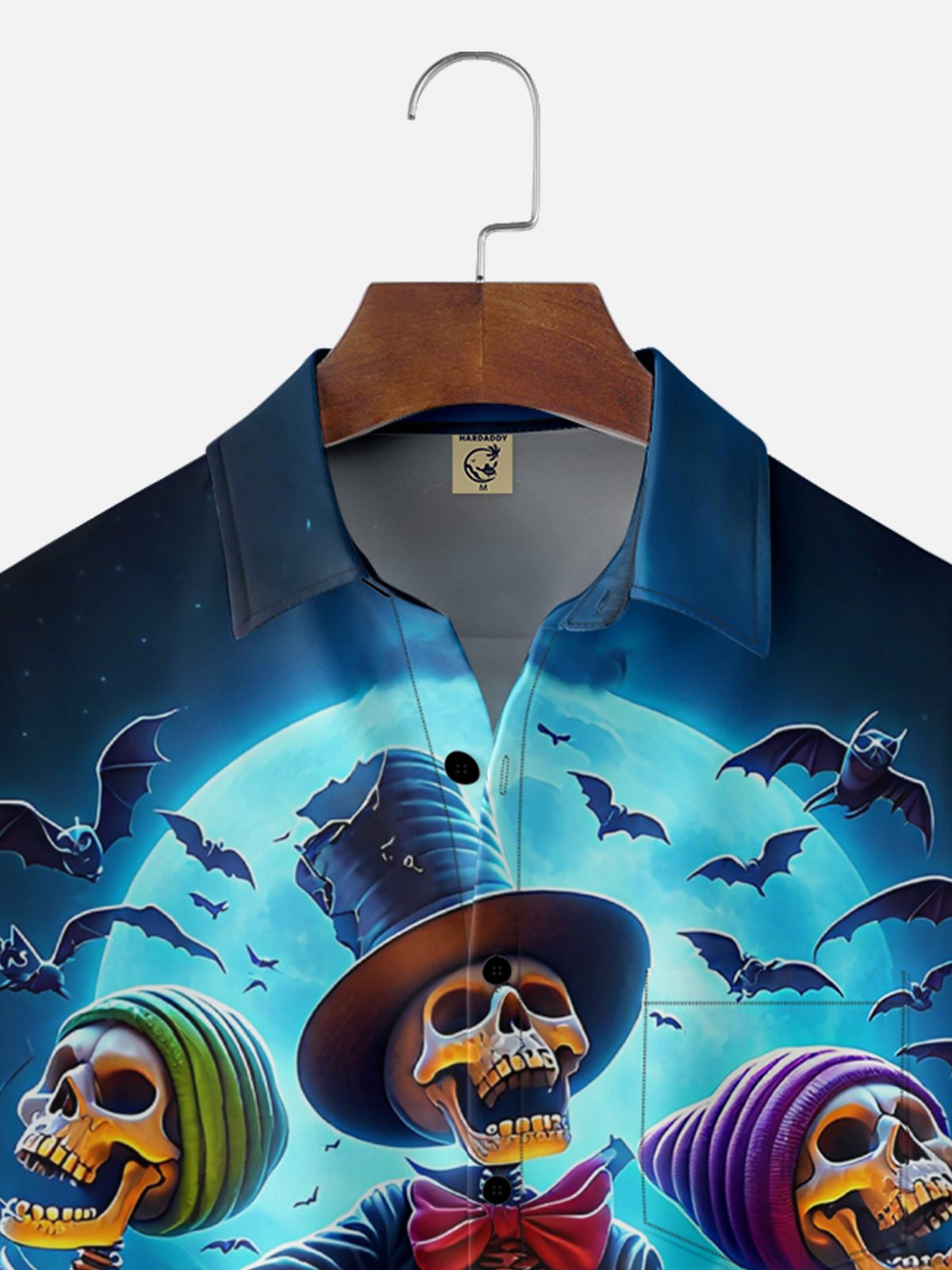 Moisture-wicking Halloween Fun Skull Pumpkin Chest Pocket Casual Shirt