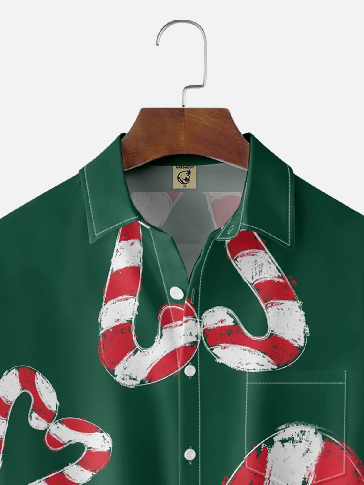 Moisture-wicking Christmas Candy Cane Fun Chest Pocket Casual Shirt