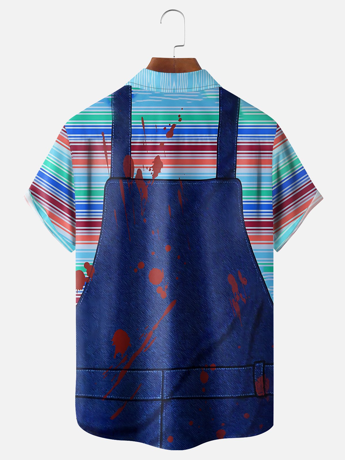 Moisture-wicking Halloween Ghost Doll Fun Print Chest Pocket Casual Shirt