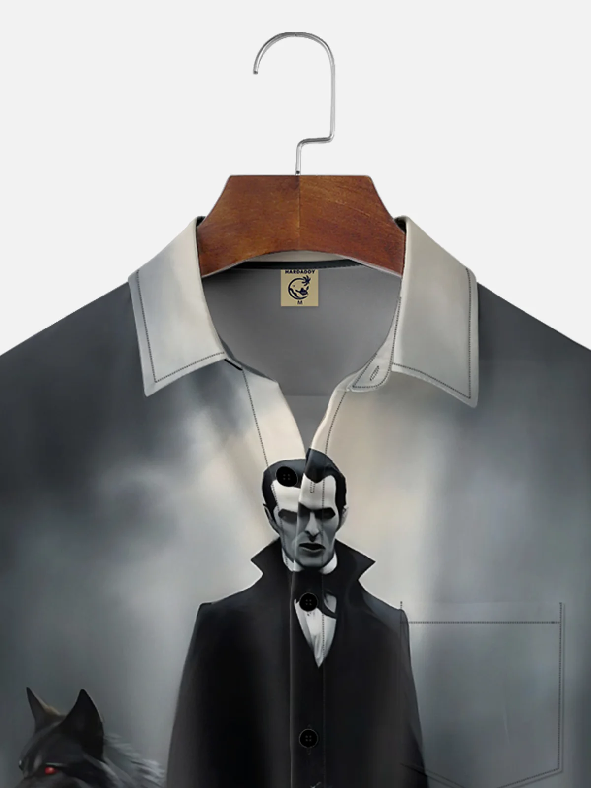 Moisture-wicking Halloween Fun Vampire Count Chest Pocket Casual Shirt