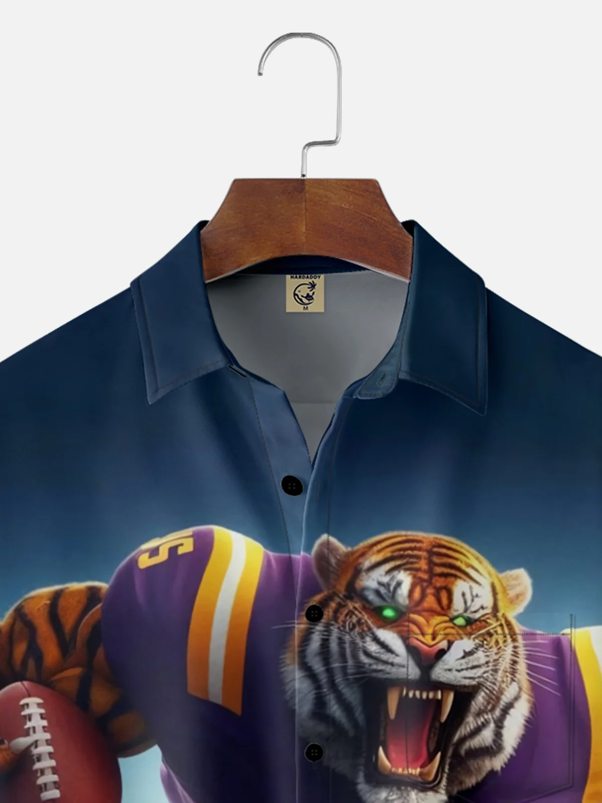 Moisture-wicking American Football Louisiana State Art Tigers Chest Pocket Casual Shirt