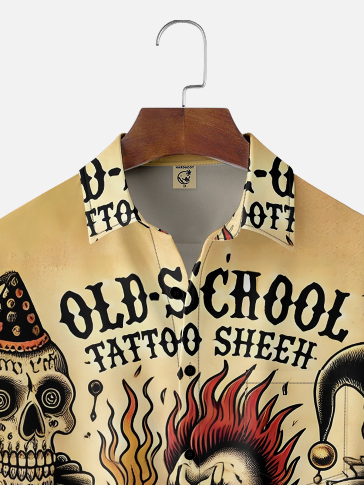 Moisture-wicking Retro Tattoo Skull Pattern Fun Chest Pocket Casual Shirt