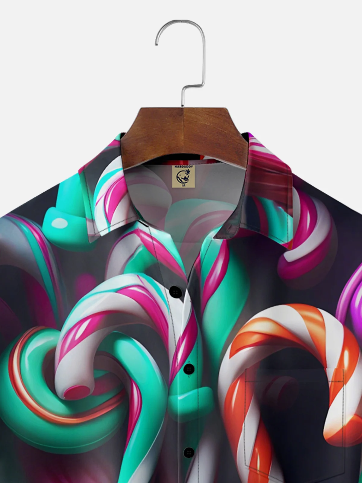 Moisture-wicking Christmas Candy Cane Art Fun Chest Pocket Casual Shirt