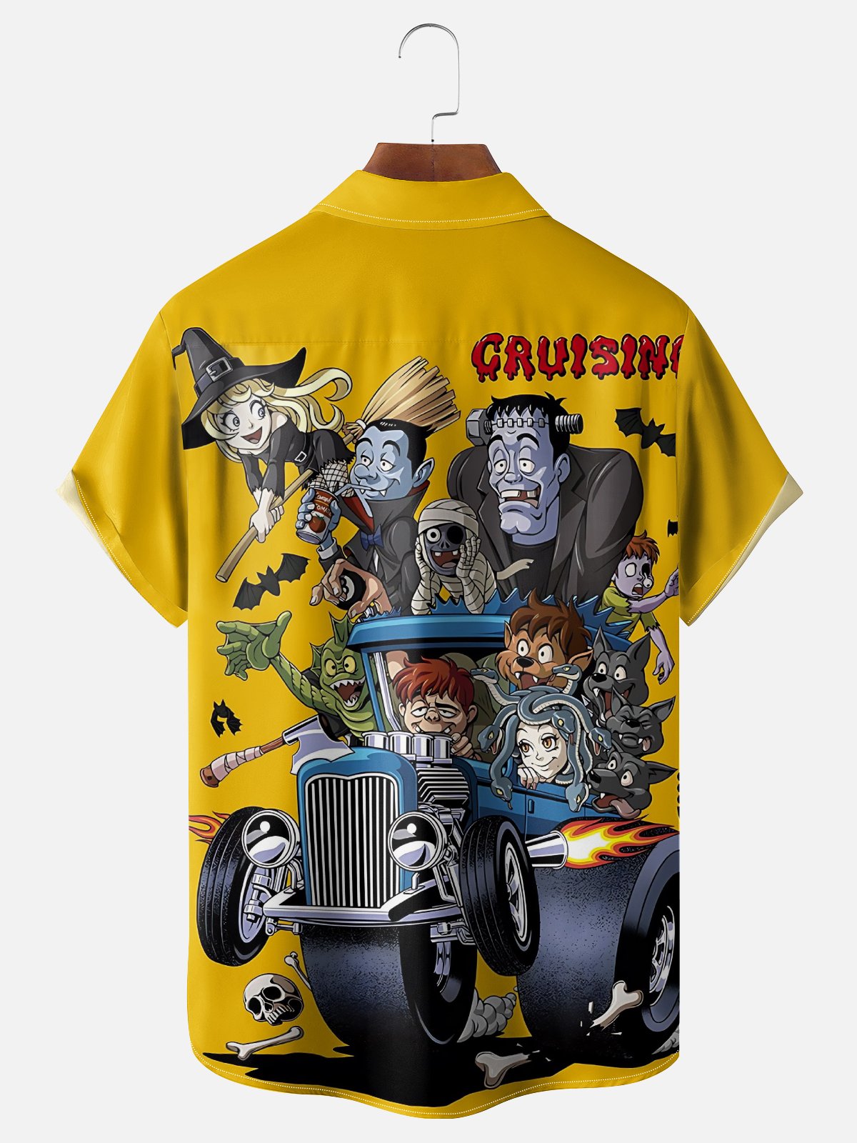 Moisture-Wicking Monster Mashed Potato Squad Chest Pocket Hawaiian Shirt