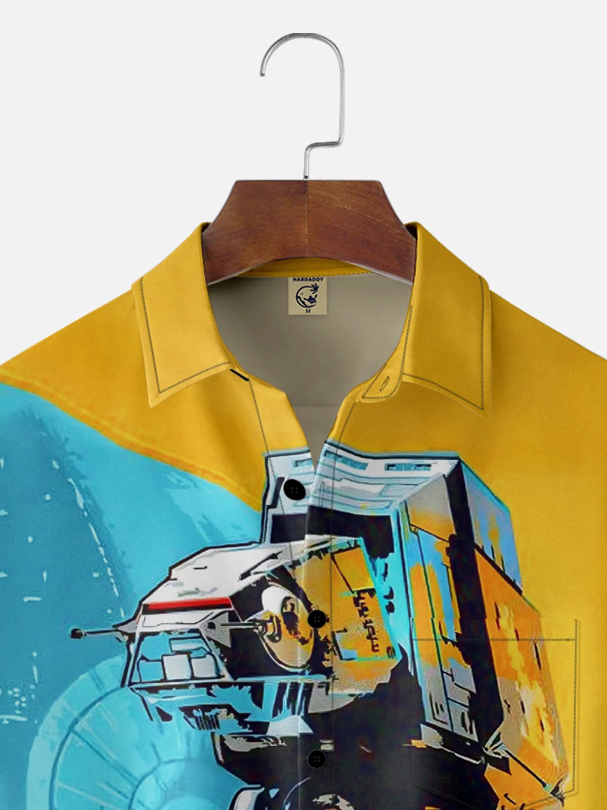Moisture-Wicking Star Robot Pocket Hawaiian Shirt