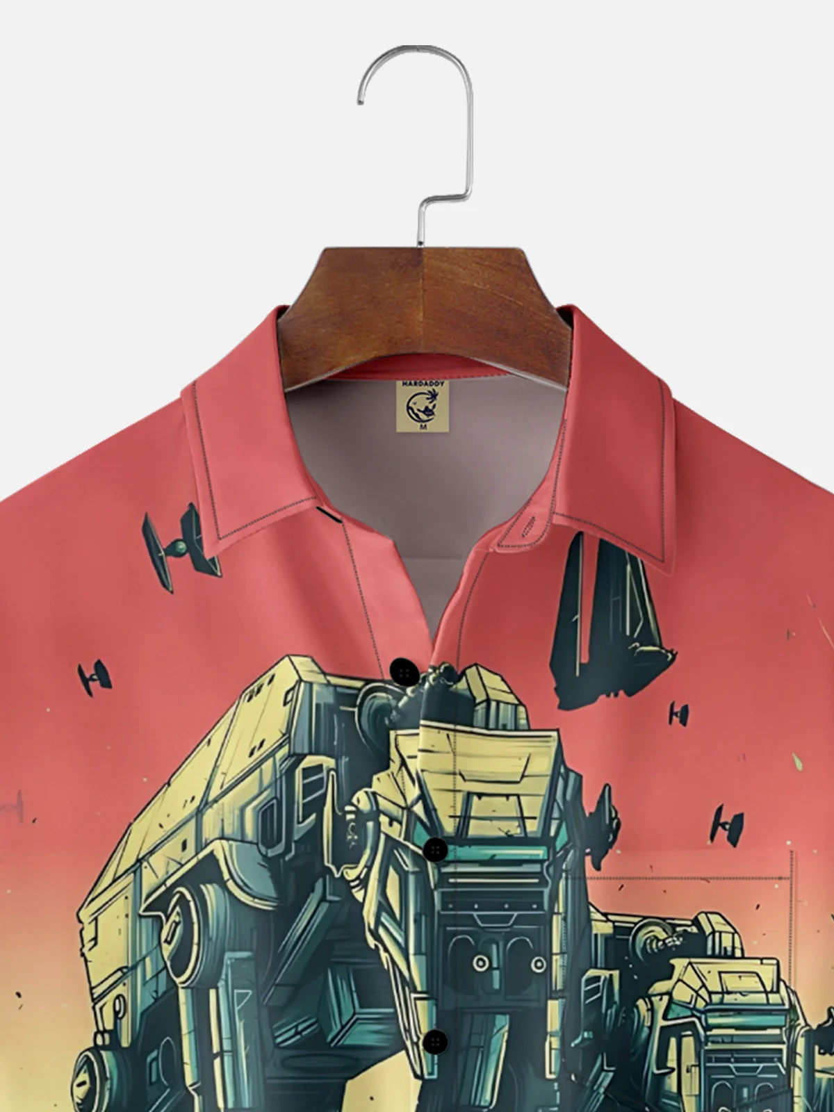 Moisture-Wicking Star Robot Pocket Hawaiian Shirt