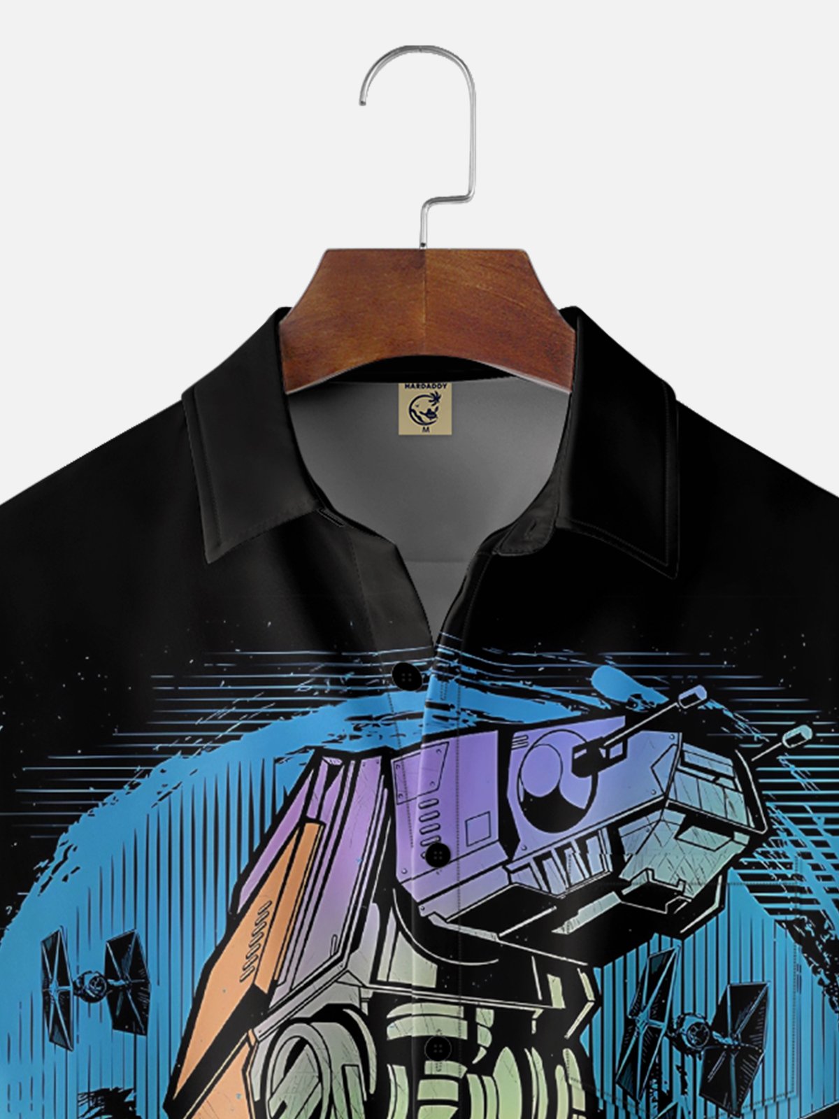 Moisture-Wicking Gradient Star Droid Chest Pocket Hawaiian Shirt