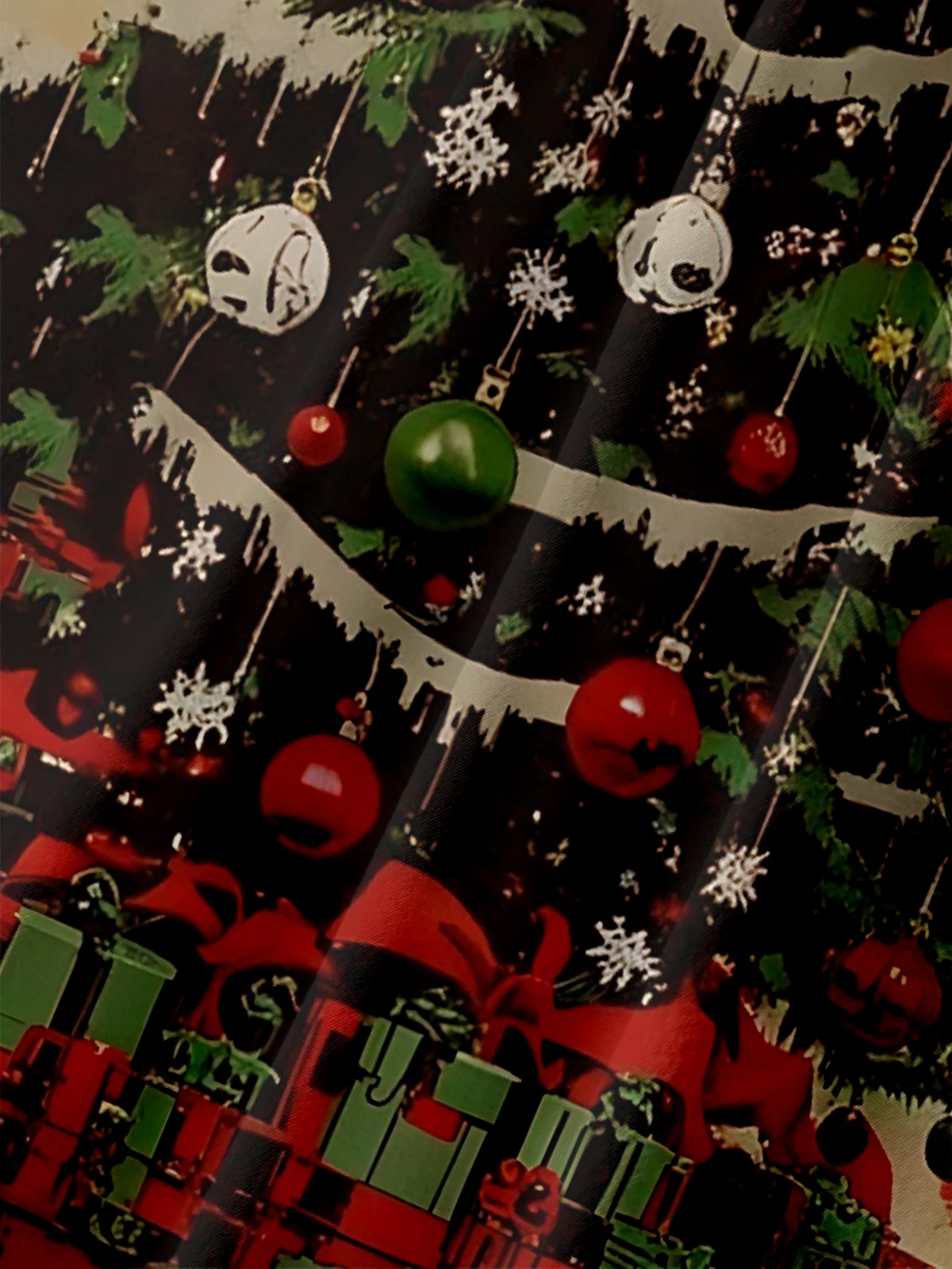 Moisture-Wicking Christmas Star Robot Christmas Tree Chest Pocket Hawaiian Shirt