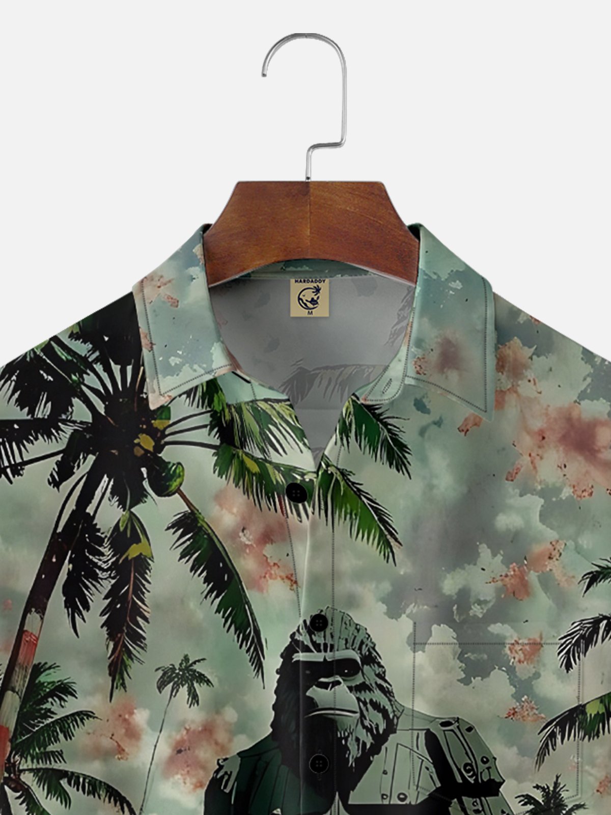 Moisture-Wicking Gradient Bigfoot Coconut Tree Pocket Hawaiian Shirt