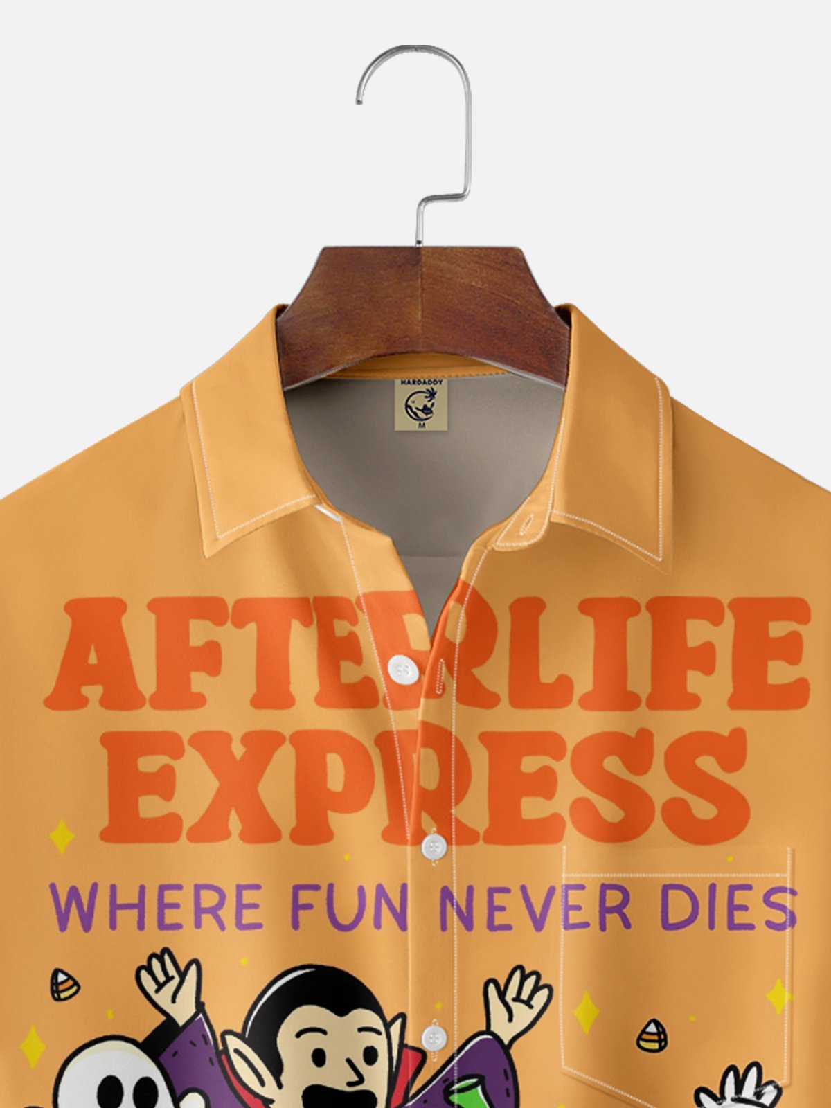 Hardaddy X Kimprut Imut Moisture-wicking Zombie Pumpkin Chest Pocket Hawaiian Shirt