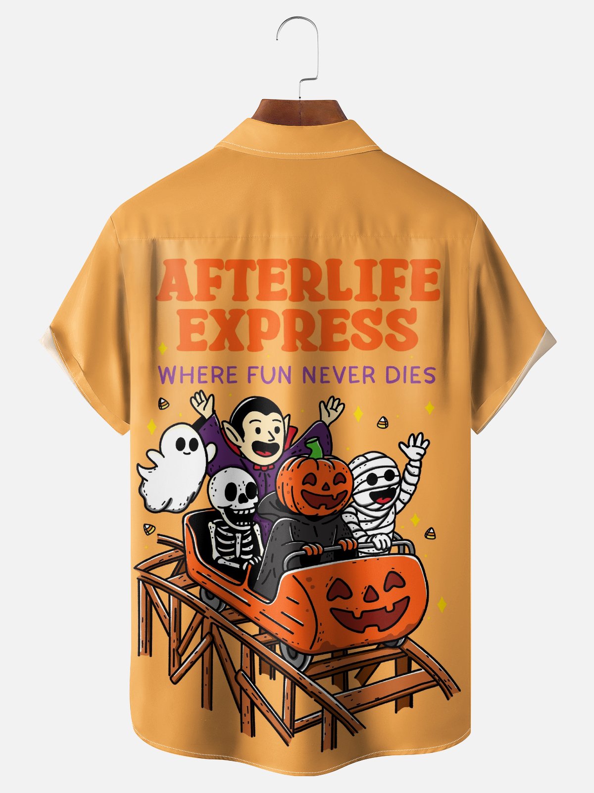 Hardaddy X Kimprut Imut Moisture-wicking Zombie Pumpkin Chest Pocket Hawaiian Shirt