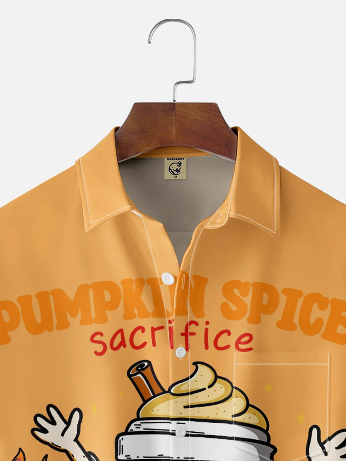 Hardaddy X Kimprut Imut Moisture-wicking Halloween Pumpkin Chest Pocket Hawaiian Shirt