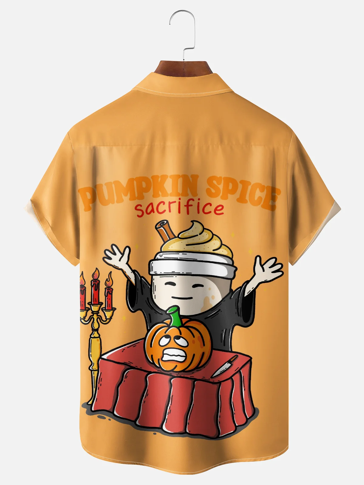 Hardaddy X Kimprut Imut Moisture-wicking Halloween Pumpkin Chest Pocket Hawaiian Shirt