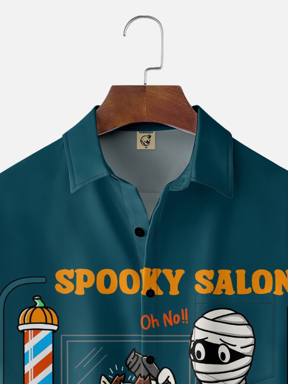 Hardaddy X Kimprut Imut Moisture-wicking Halloween Spooky Salon Chest Pocket Hawaiian Shirt