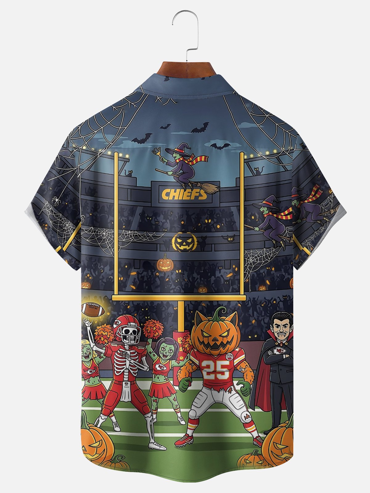 Moisture Wicking Halloween Football Game Kansas City Chiefs Chest Pocket Hawaiian Shirt