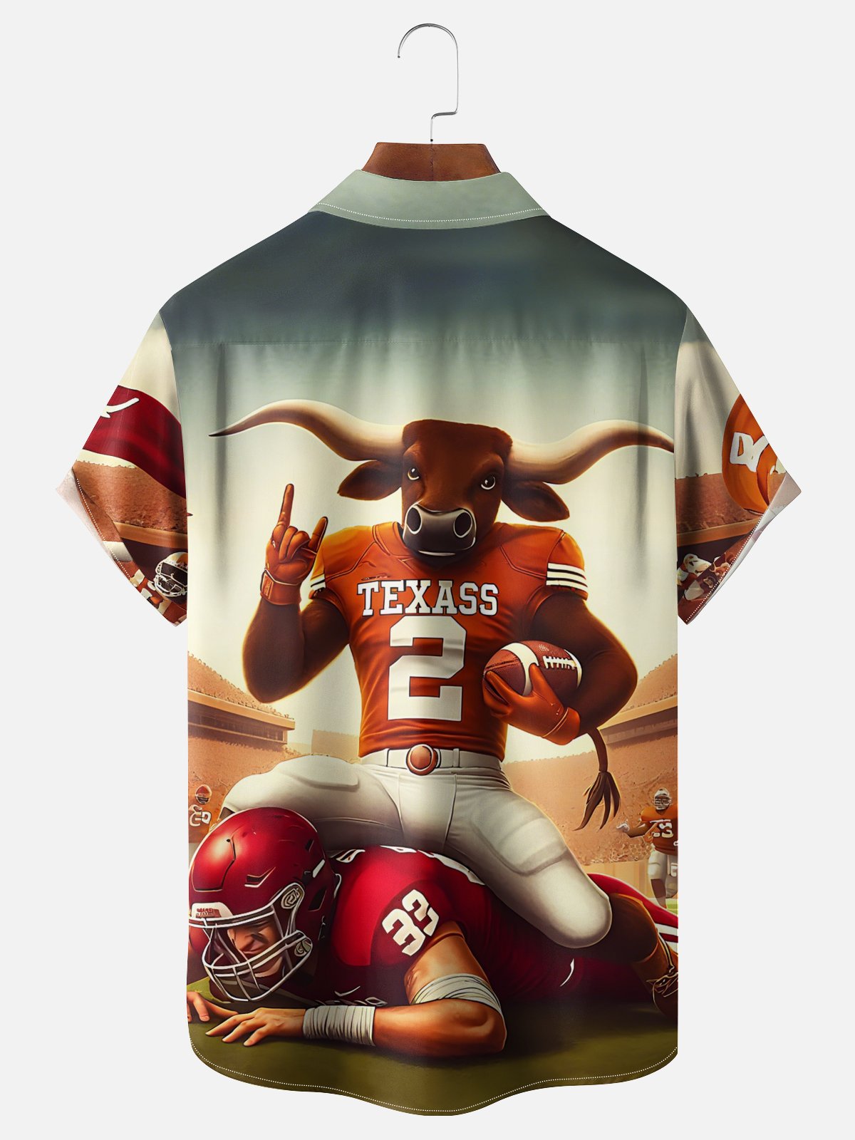 Moisture-wicking American Football Texas Art Longhorns Chest Pocket Casual Shirt