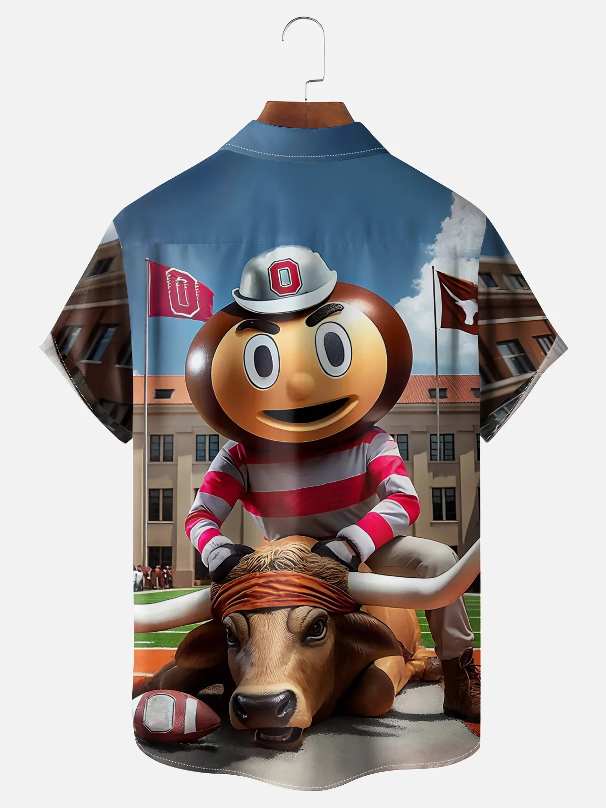 Moisture-wicking American Football Ohio State Art Buckeyes Chest Pocket Casual Shirt