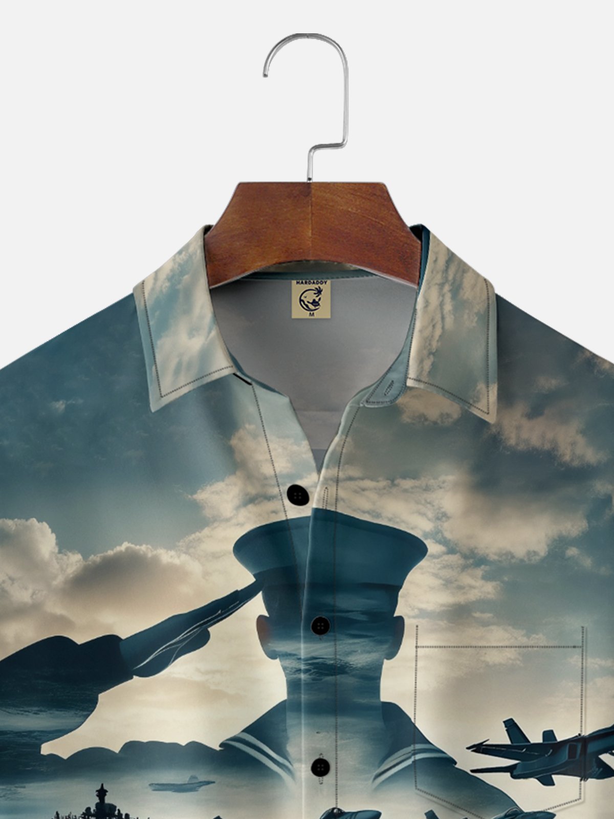 Moisture-wicking Veterans Day Navy Chest Pocket Casual Shirt