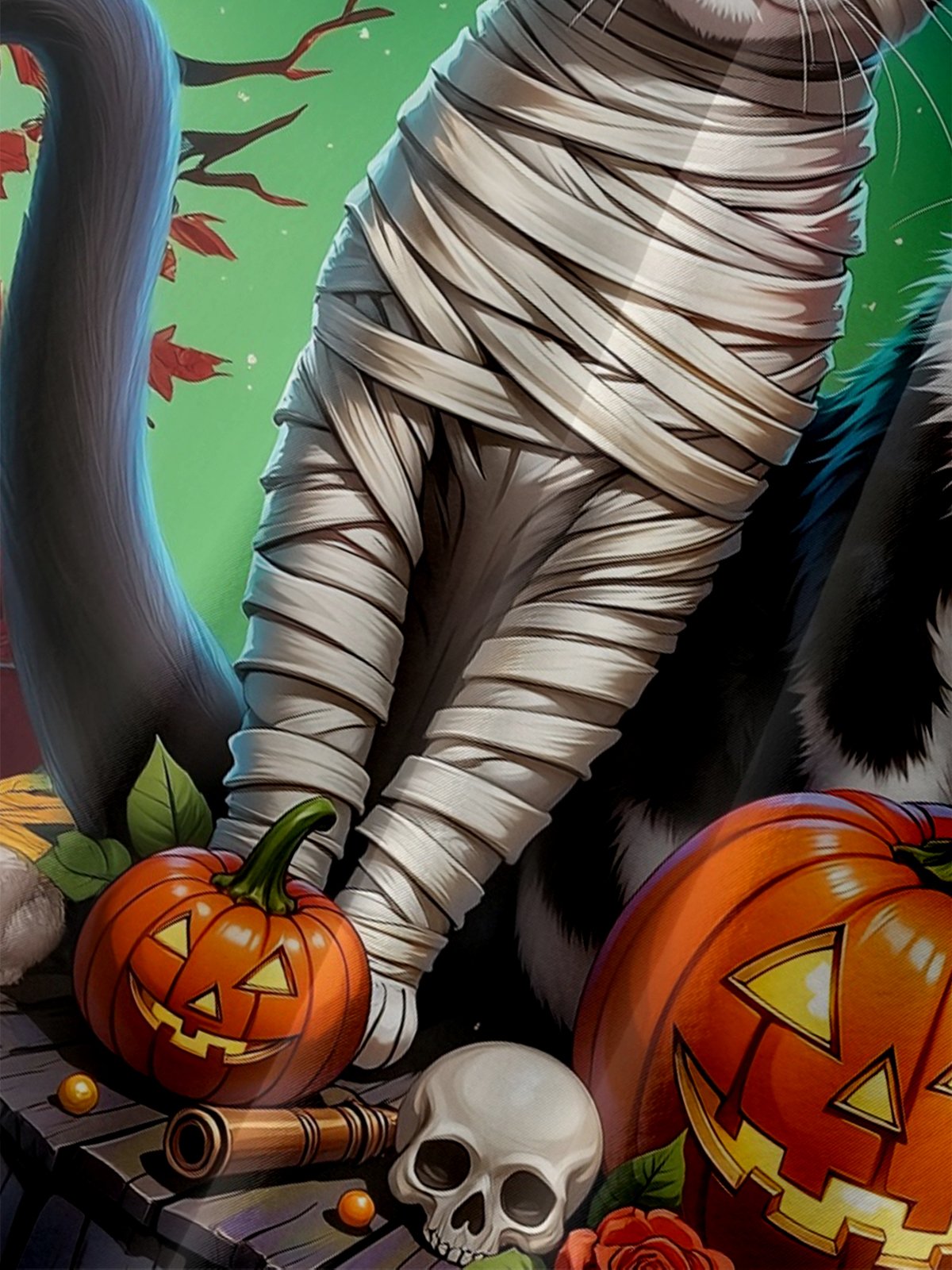 Moisture-wicking Halloween Cat Pumpkin Skull Chest Pocket Casual Shirt