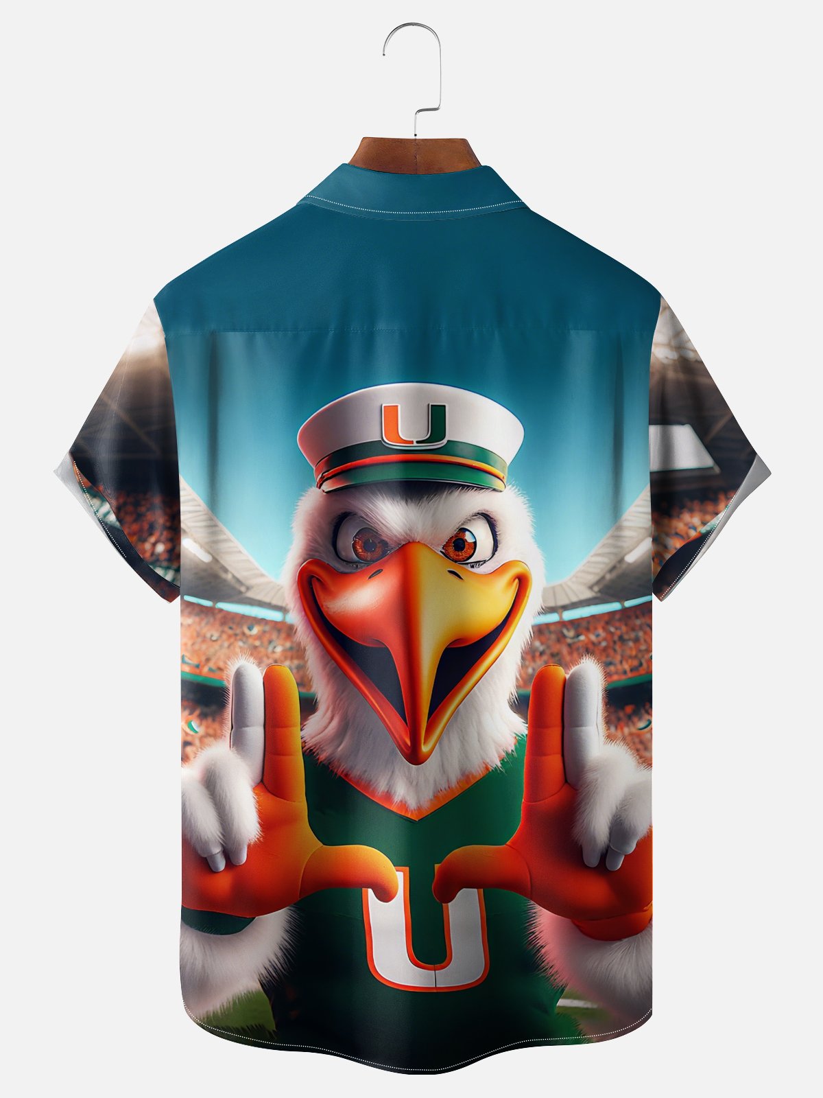 Moisture-wicking American Football Miami Art Hurricanes Chest Pocket Casual Shirt