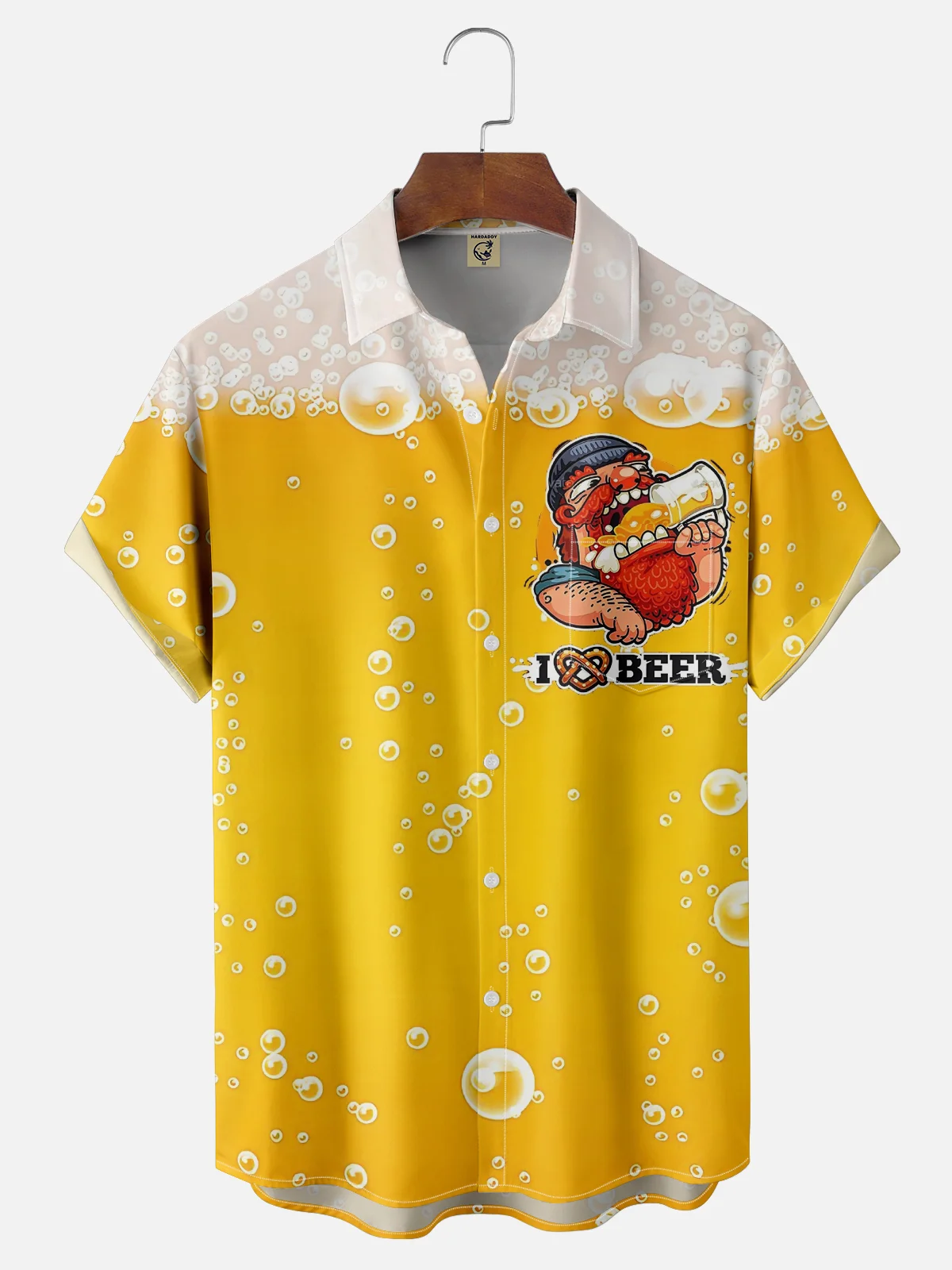 Moisture Wicking I Love Beer Chest Pocket Hawaiian Shirt