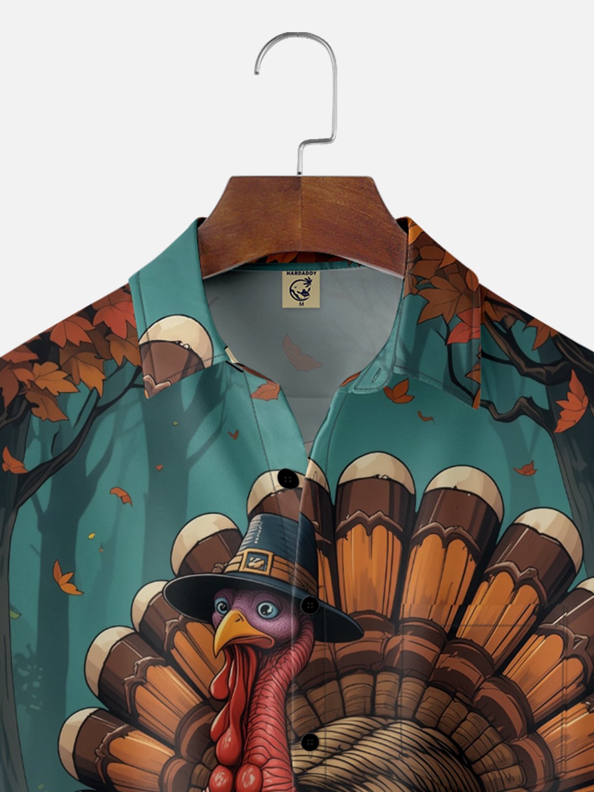 Moisture-wicking Thanksgiving Turkey Pumpkin Chest Pocket Casual Shirt