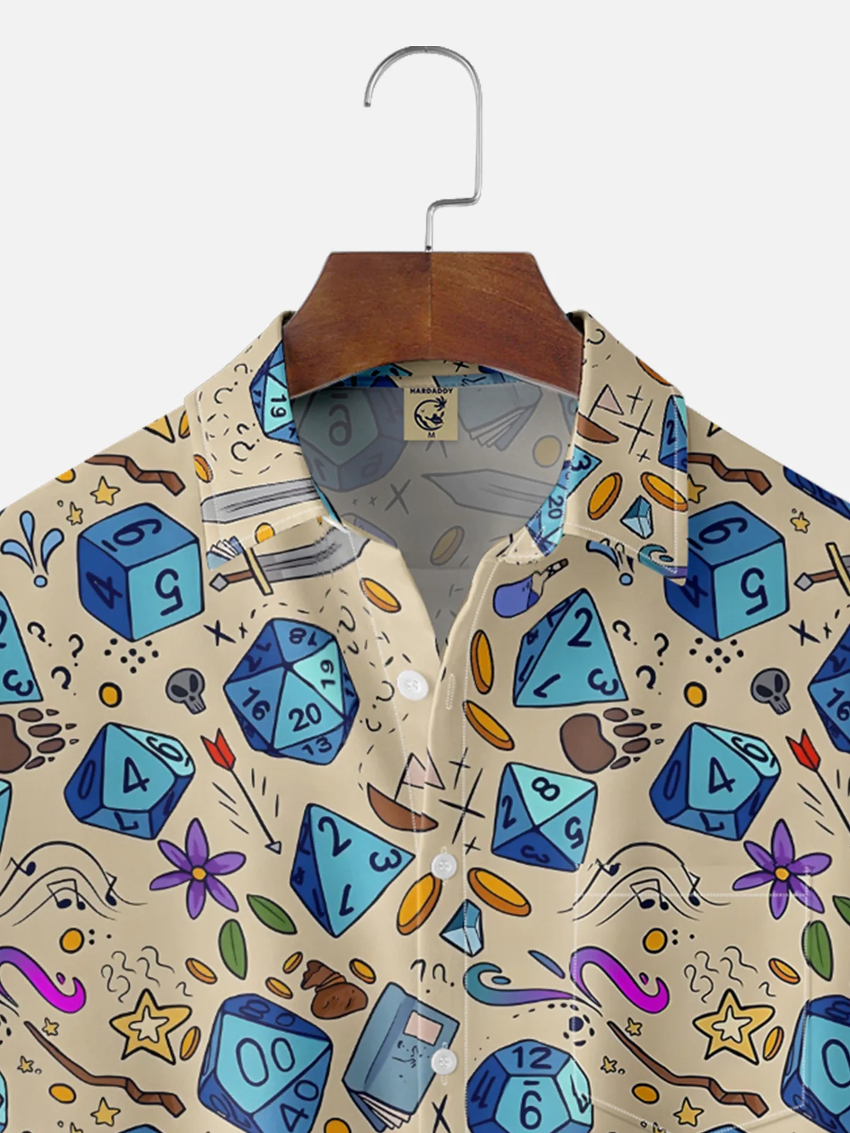 Moisture-wicking Dice Board Game Geek Chest Pocket Casual Shirt