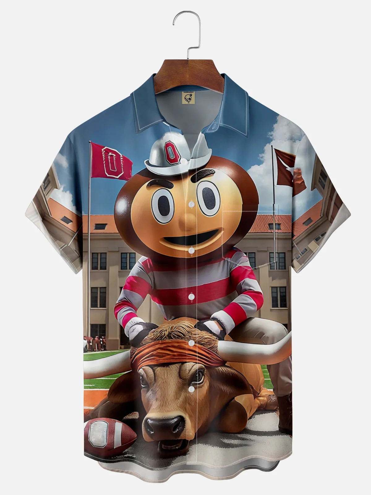 Moisture-wicking American Football Ohio State Art Buckeyes Chest Pocket Casual Shirt