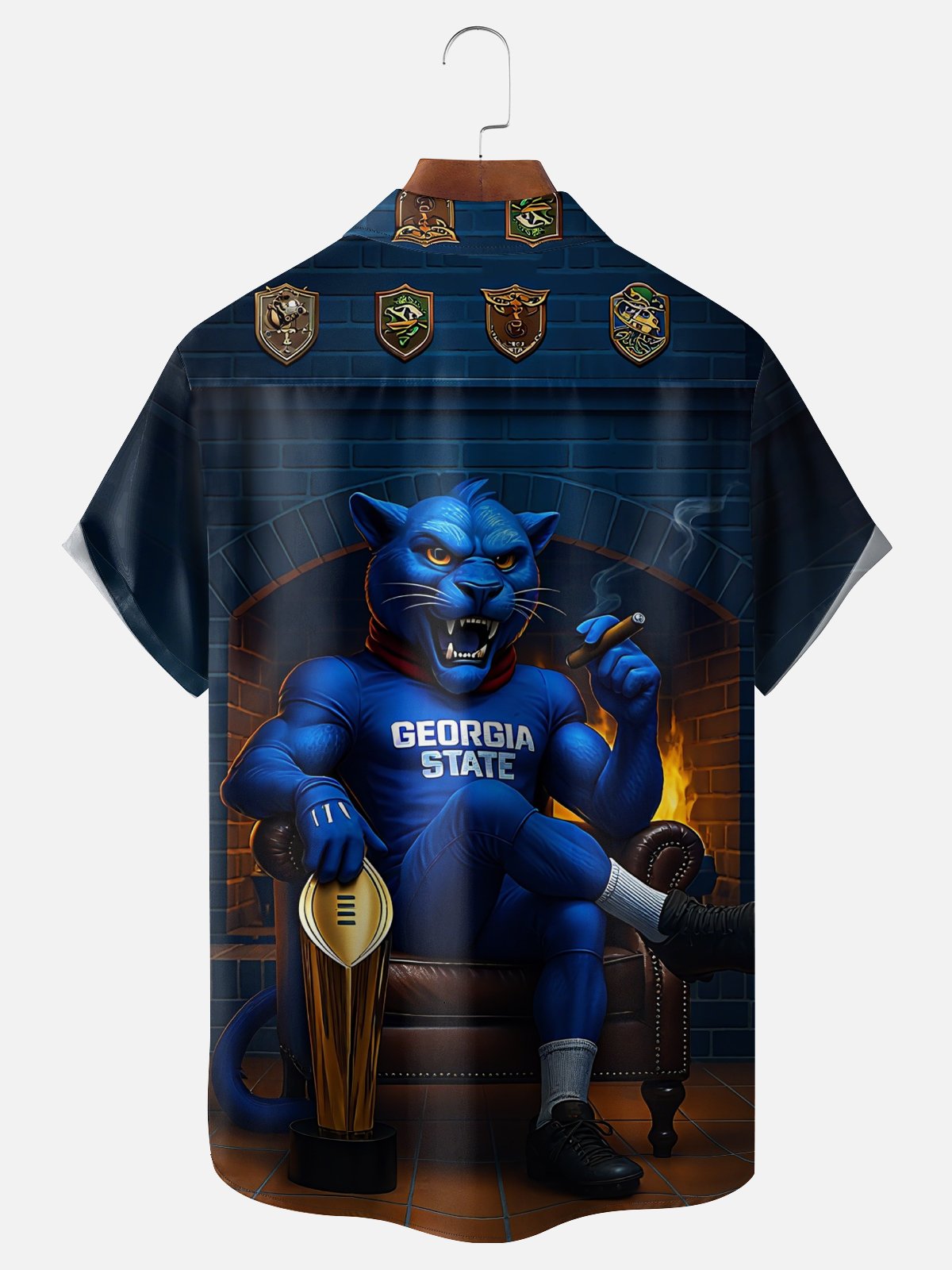 Moisture-wicking American Football Georgia Art Black Panthers Chest Pocket Casual Shirt