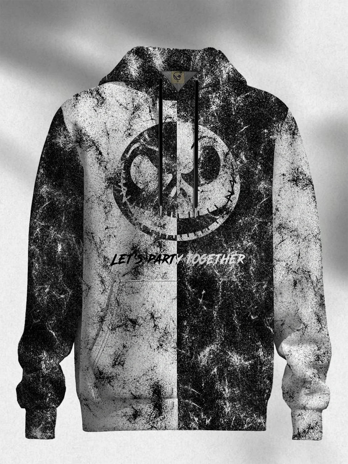 Halloween Contrasting Ghost Face Hoodie Sweatshirt